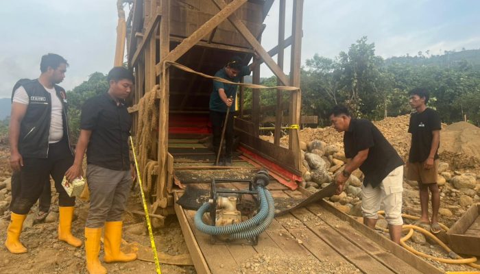 Polres Tanah Laut Gebrak Tambang Emas Ilegal, Kasbox dan Mesin Alkon Disita